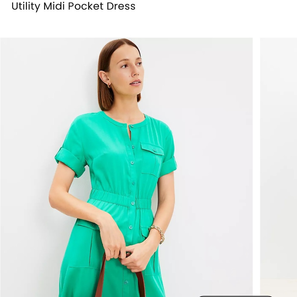 Loft Utility Midi Pocket Dress, Size 10 - Picture 9 of 10